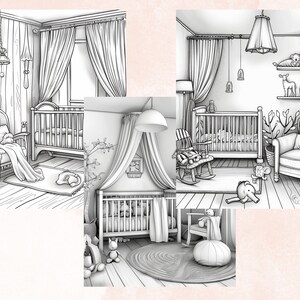 35 Nursery Interior Design Coloring Book, Printable PDF, Boho Newborn ...