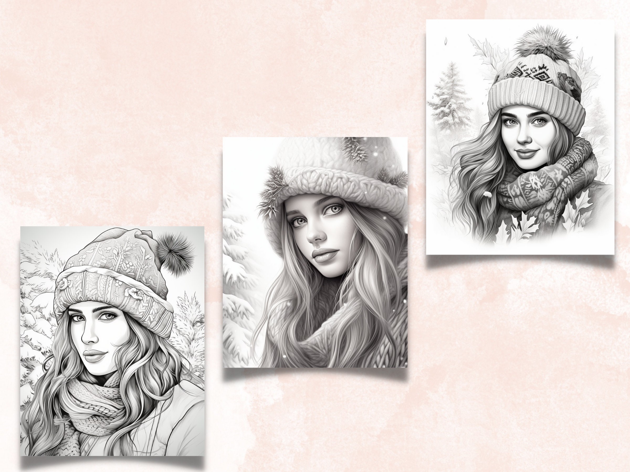50-winter-beauties-coloring-book-printable-snow-woman-etsy