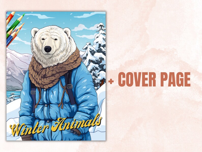 70 Winter Animals Coloring Book, Printable Winter Cutties Coloring Pages, Grayscale Cute Winter Woodland Coloring Book for Adults and Kids