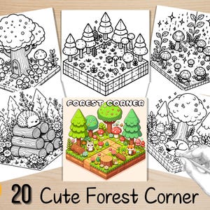 Bold and Easy Coloring Book, Cute Forest Corner Coloring Pages, Comfy Cozy Woodland Coloring, Relaxing Activity for Adults, Stress Relief