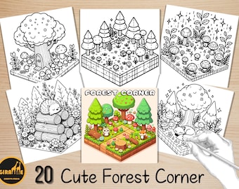 Bold and Easy Coloring Book, Cute Forest Corner Coloring Pages, Comfy Cozy Woodland Coloring, Relaxing Activity for Adults, Stress Relief