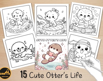 Bold and Easy Coloring Book, Cozy Otter Coloring Pages, Cute Comfy Summer Beach Scenes, Whimsical Summer Coloring, Stress Relief for Kids