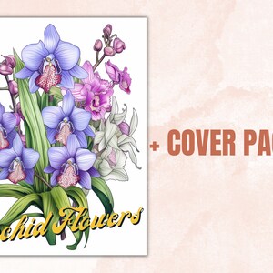 45 Orchid Flowers Coloring Book, Printable PDF, Botanical Floral Plant Coloring Pages, Fantasy Grayscale Spring Coloring Book for Adult Kids