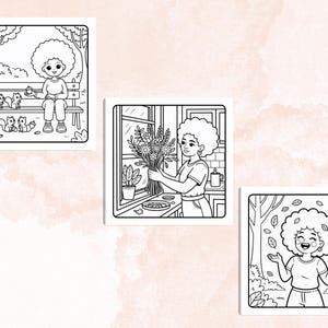 Fall Black Girl Coloring Pages, Cozy Autumn Black Afro Girls Coloring, Bold and Easy Coloring Book, Relaxing Activity for Adults and Kids
