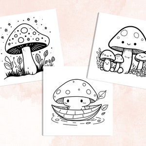 Bold and Easy Coloring Book, Kawaii Mushroom Coloring Pages, Cute Floral Mushrooms Coloring, Cozy Relaxing Activity for Adults and Kids