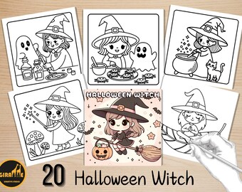 Libro para colorear fácil y atrevido, páginas para colorear de brujas de Halloween, dibujos espeluznantes de brujas de Halloween, actividad relajante para adultos y niños.