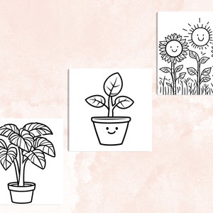 Bold and Easy Coloring Book, Cute Botanical Coloring Pages, Kawaii Flowers Garden Coloring, Cozy Relaxing Activity for Adults and Kids