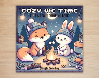 Cozy We Time Coloring Book, 40 Printable Coloring Pages, Free PNG Cover, Comfy Moments Digital Coloring Pages, Cute Procreate Fun for Adults