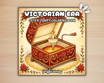 Bold and Easy Coloring Book, Victorian Era Objects Coloring Pages, Floral Vintage Items Coloring, Cozy Relaxing Activity for Adults and Kids