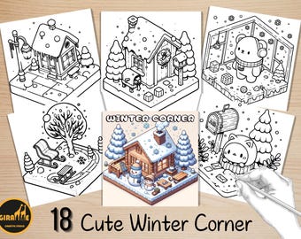 Bold and Easy Coloring Book, Cute Winter Corner Coloring Pages, Cozy Winter Moments Coloring, Relaxing Activity for Adults, Stress Relief