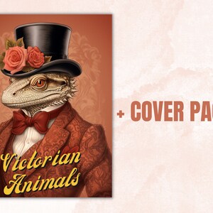 65 Victorian Animals Coloring Book, Printable Fairytale Animal Coloring Pages, Grayscale Cute Victorian Coloring Book for Adults and Kids