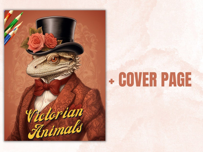 65 Victorian Animals Coloring Book, Printable Fairytale Animal Coloring Pages, Grayscale Cute Victorian Coloring Book for Adults and Kids