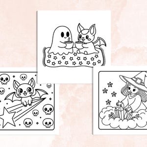 Whimsy Spooky Coloring Book, 40 Whimsical Coloring Pages, Free PNG Cover, Halloween Coloring Pages, Cute Creepy Procreate Fun for Adults