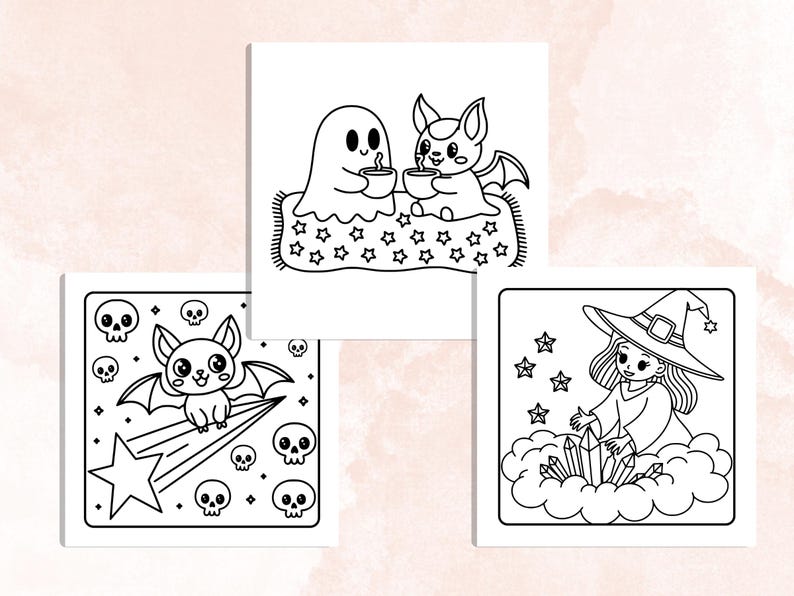 Whimsy Spooky Coloring Book, 40 Whimsical Coloring Pages, Free PNG Cover, Halloween Coloring Pages, Cute Creepy Procreate Fun for Adults
