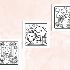 Cozy Bubble Ocean Coloring Book, 40 Printable Coloring Pages, Free PNG Cover, Digital Coloring Pages, Underwater Procreate Fun for Adults