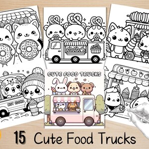 Bold and Easy Coloring Book, Little Foodtruck Coloring Pages, Cute Kawaii Food Shop Coloring, Relaxing Activity for Adults, Stress Relief