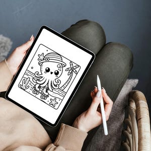 Cozy Bubble Ocean Coloring Book, 40 Printable Coloring Pages, Free PNG Cover, Digital Coloring Pages, Underwater Procreate Fun for Adults