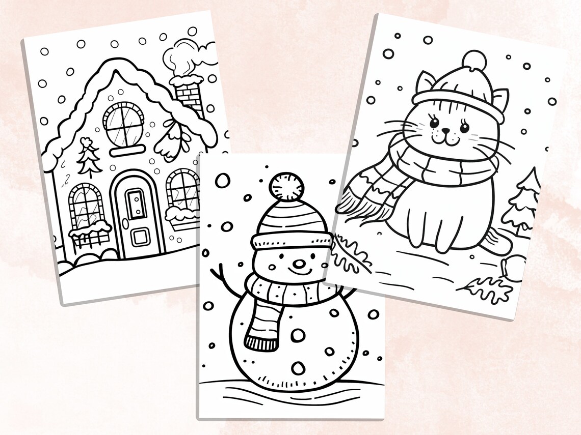 Bold and Easy Coloring Book, Cozy Cold Winter Snowy Scenes Coloring ...