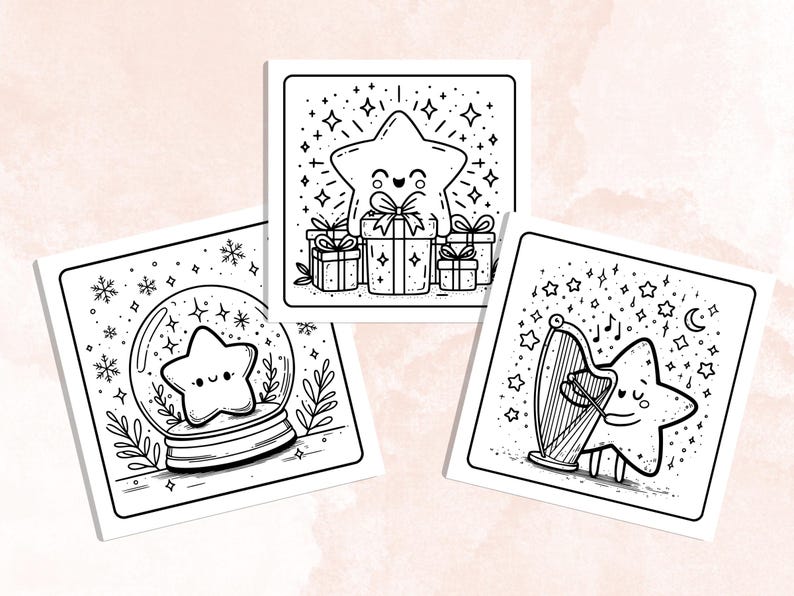 Bold and Easy Coloring Book, Cute Cozy Star Coloring Pages, Comfy Fuzzy Sky Coloring, Relaxing Activity for Adults and Kids, Stress Relief
