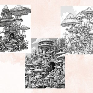 40 Mushroomland Coloring Book, Printable PDF, Fantasy Floral Mushroom ...
