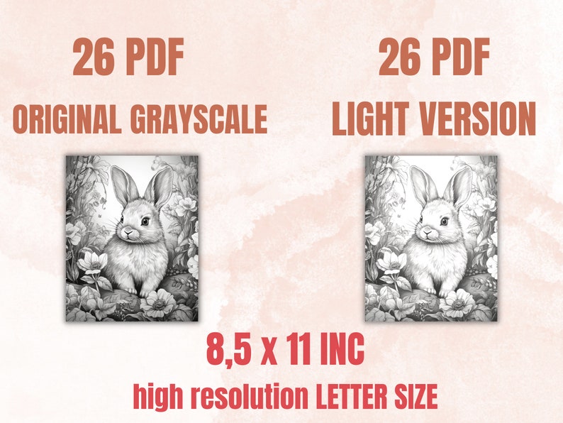 26 Baby Woodland Animals Coloring Book, Printable Little Forest Animals Coloring Pages, Grayscale Coloring Book for Adult Kids, Cute Animals image 2
