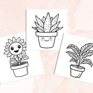 Bold and Easy Coloring Book, Cute Botanical Coloring Pages, Kawaii Flowers Garden Coloring, Cozy Relaxing Activity for Adults and Kids