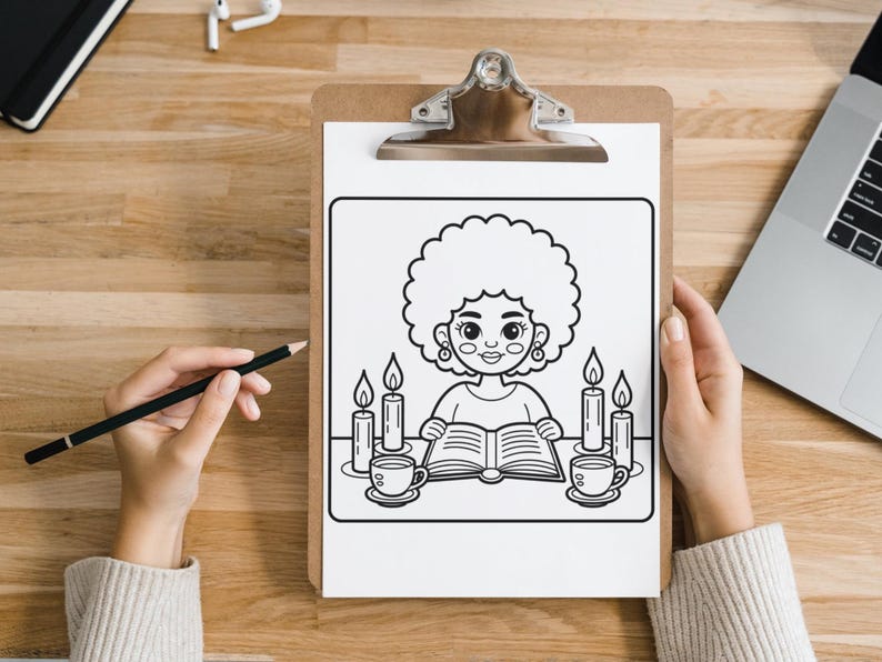 Fall Black Girl Coloring Pages, Cozy Autumn Black Afro Girls Coloring, Bold and Easy Coloring Book, Relaxing Activity for Adults and Kids