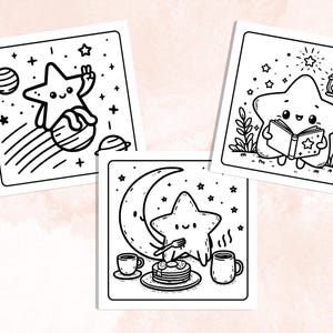 Bold and Easy Coloring Book, Cute Cozy Star Coloring Pages, Comfy Fuzzy Sky Coloring, Relaxing Activity for Adults and Kids, Stress Relief