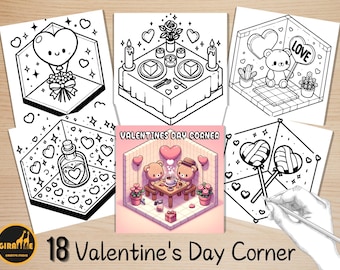 Bold and Easy Coloring Book, Valentine's Day Corner Coloring Pages, Cozy Love Moments Coloring, Relaxing Activity for Adults, Stress Relief