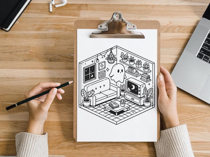 Bold and Easy Coloring Book, Spooky Corner Coloring Pages, Cute Cozy Creepy Moments Coloring, Relaxing Activity for Adults, Stress Relief