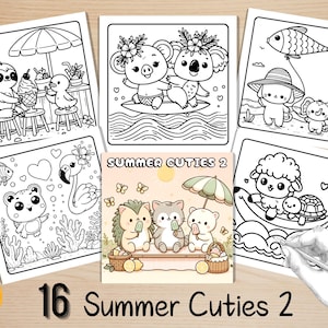 Bold and Easy Coloring Book, Summer Cuties Coloring Pages, Cozy Summer Time Coloring, Relaxing Activity for Adults, Stress Relief