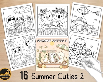 Bold and Easy Coloring Book, Summer Cuties Coloring Pages, Cozy Summer Time Coloring, Relaxing Activity for Adults, Stress Relief