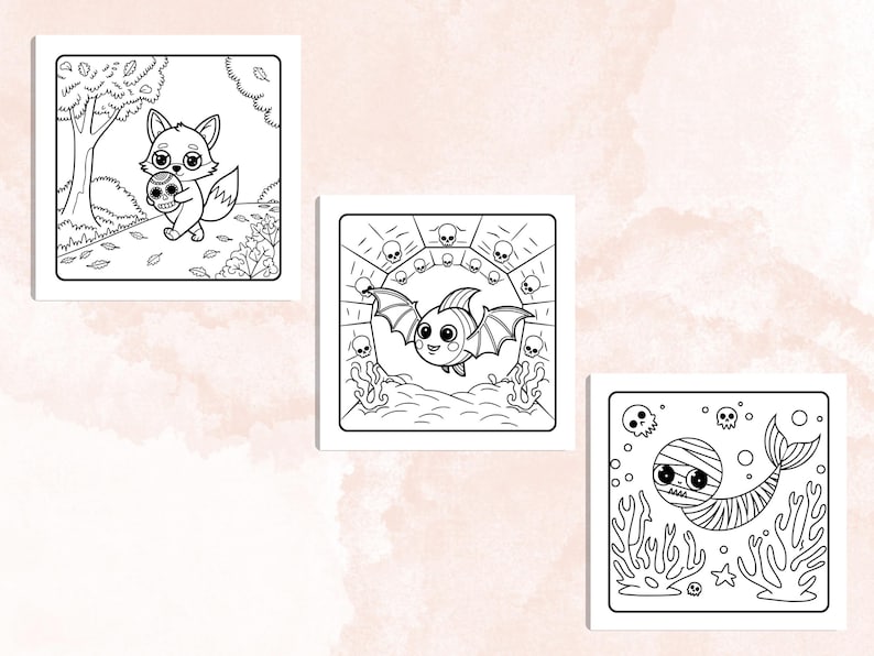 Whimsy Spooky Coloring Book, 40 Whimsical Coloring Pages, Free PNG Cover, Halloween Coloring Pages, Cute Creepy Procreate Fun for Adults