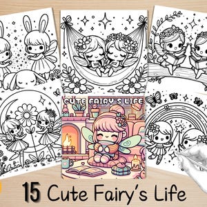 Bold and Easy Coloring Book, Cute Fairy Girl Coloring Pages, Kawaii Fairies Coloring, Relaxing Activity for Adults and Kids, Stress Relief