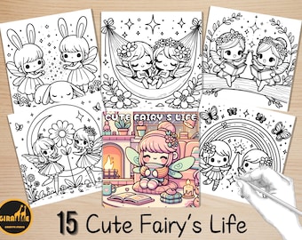 Bold and Easy Coloring Book, Cute Fairy Girl Coloring Pages, Kawaii Fairies Coloring, Relaxing Activity for Adults and Kids, Stress Relief