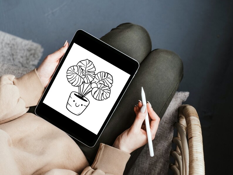 Bold and Easy Coloring Book, Cute Botanical Coloring Pages, Kawaii Flowers Garden Coloring, Cozy Relaxing Activity for Adults and Kids