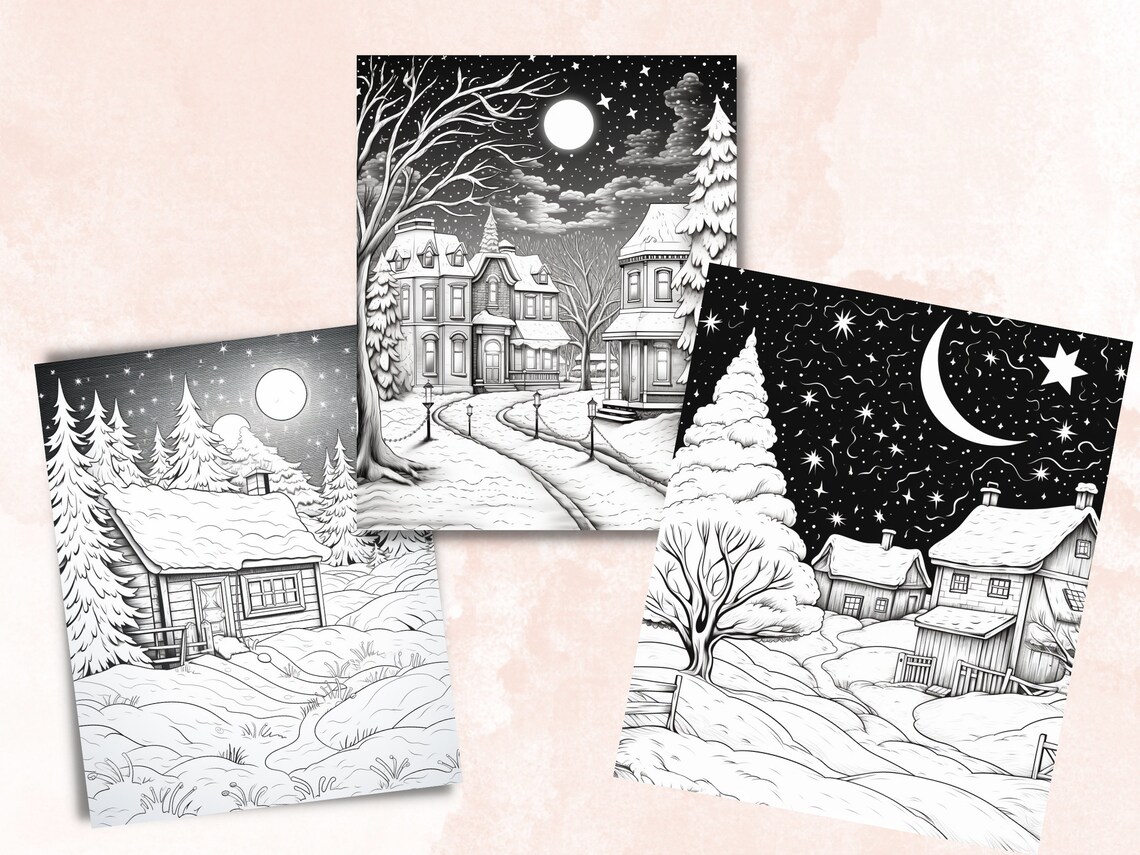 70 Christmas Night Coloring Book, Printable Xmas Noel Coloring Pages ...
