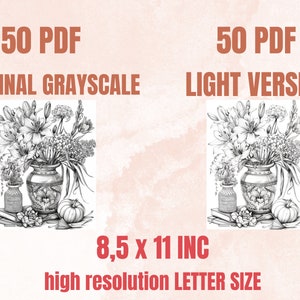 50 Spring Flowers Coloring Book, Printable Floral Bouquet Coloring ...