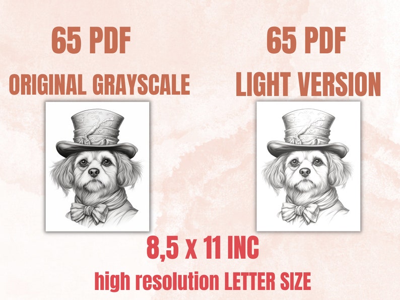 65 Victorian Animals Coloring Book, Printable Fairytale Animal Coloring Pages, Grayscale Cute Victorian Coloring Book for Adults and Kids
