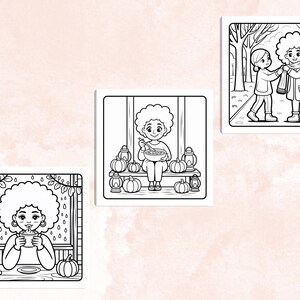 Fall Black Girl Coloring Pages, Cozy Autumn Black Afro Girls Coloring, Bold and Easy Coloring Book, Relaxing Activity for Adults and Kids