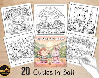 Bold and Easy Coloring Book, Cuties in Bali Coloring Pages, Tropical Hawaiian Summer Coloring, Relaxing Activity for Adults, Stress Relief
