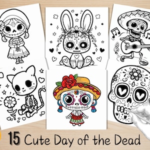 Bold and Easy Day of the Dead Coloring Book, Cute La Catrina Coloring Pages, Sugar Skull Coloring, Relaxing Activity for Adults and Kids