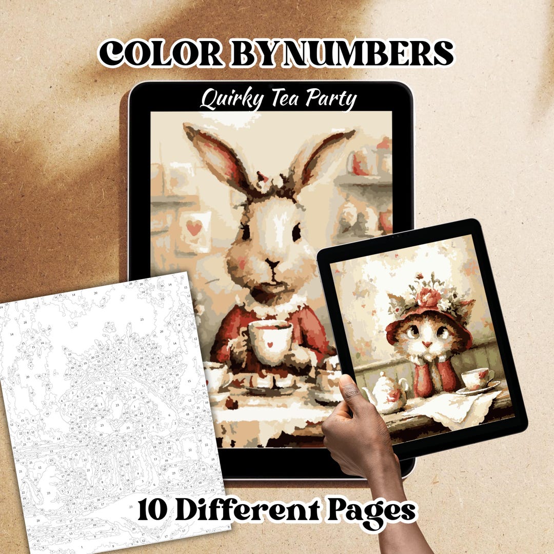 Quirky Tea Party Color by Number Pages – Whimsical Printable ...