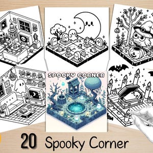 Bold and Easy Coloring Book, Spooky Corner Coloring Pages, Cute Cozy Creepy Moments Coloring, Relaxing Activity for Adults, Stress Relief
