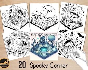 Bold and Easy Coloring Book, Spooky Corner Coloring Pages, Cute Cozy Creepy Moments Coloring, Relaxing Activity for Adults, Stress Relief