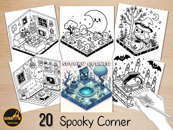 Bold and Easy Coloring Book, Spooky Corner Coloring Pages, Cute Cozy Creepy Moments Coloring, Relaxing Activity for Adults, Stress Relief