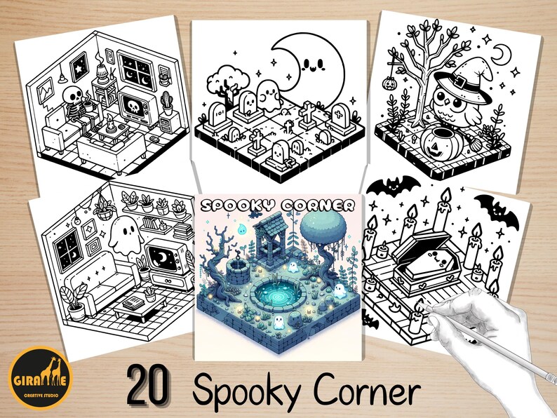 Bold and Easy Coloring Book, Spooky Corner Coloring Pages, Cute Cozy Creepy Moments Coloring, Relaxing Activity for Adults, Stress Relief