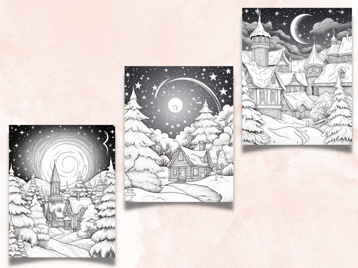70 Christmas Night Coloring Book, Printable Xmas Noel Coloring Pages ...
