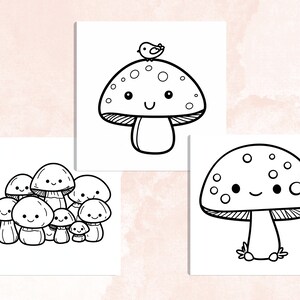 Bold and Easy Coloring Book, Kawaii Mushroom Coloring Pages, Cute Floral Mushrooms Coloring, Cozy Relaxing Activity for Adults and Kids