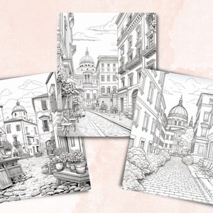 Coloring Sheet Rome Scene 60 Rome City Coloring Book, Printable PDF, Italy Cafe Scenes Coloring ...